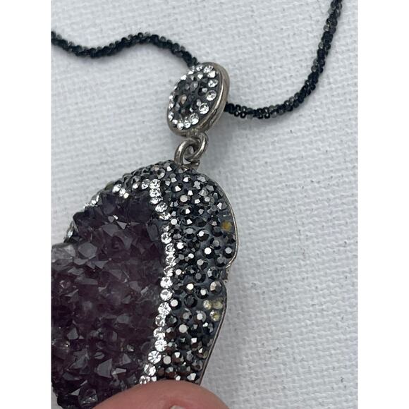 Druzy Amethyst Necklace - Sterling Silver - Picture 5 of 6
